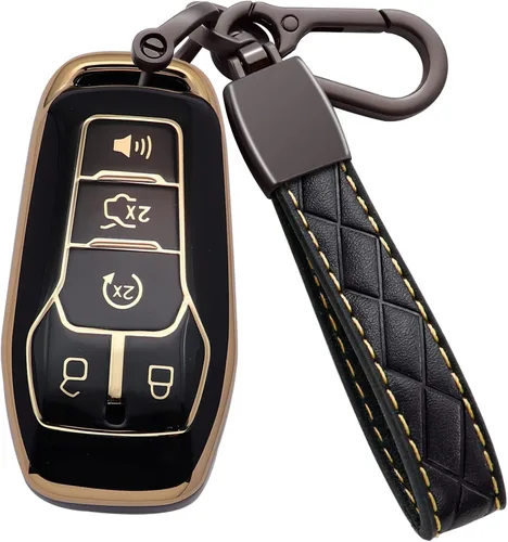Miniatura 9 de Funda para llavero Ford de TPU suave con llavero de cuero, funda protectora completa, funda de llavero inteligente para Ford Lincoln MKZ MKC MKX