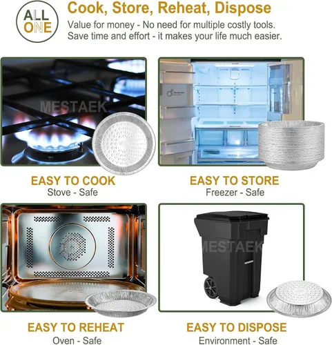 Miniatura 4 de Moldes de papel de aluminio de 9 pulgadas (paquete de 50) – Latas desechables resistentes para hornear, congelador, horno y corteza de pastel
