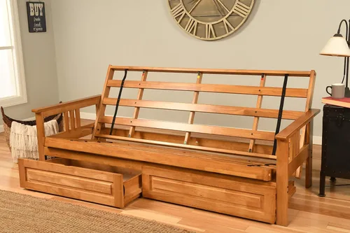 Miniatura 7 de Kodiak Furniture Monterey - Futón tamaño Queen, cajones de almacenamiento, acabado de nuez con colchón negro de gamuza