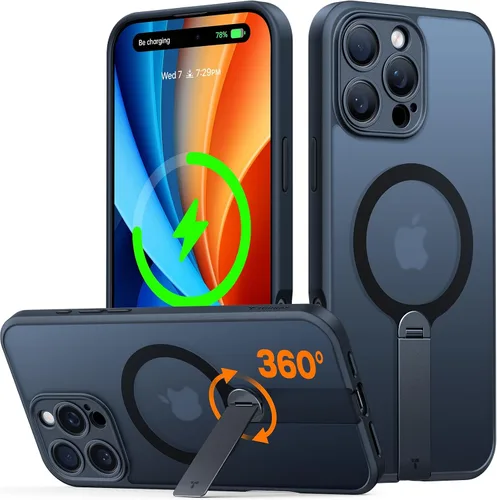 Miniatura 13 de TORRAS Funda magnética con soporte de 360° para iPhone 16, protección completa de la cámara, compatible con MagSafe, protección contra caídas