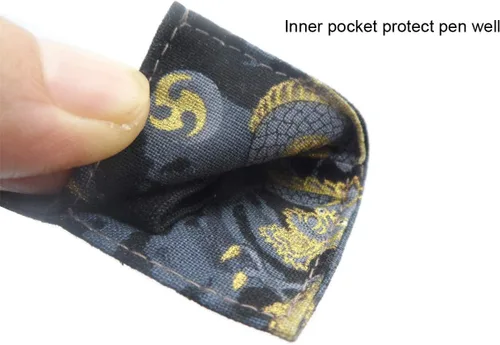 Miniatura 4 de Estuche de tela para pluma estilográfica, soporte para bolígrafo de bolsillo, funda vintage para bolígrafo, dragón negro, 1 paquete
