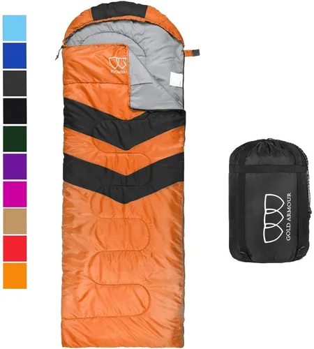 Miniatura 10 de Gold Armour Sacos de dormir para adultos, niños, niñas, mochileros, senderismo, campamento, clima frío y cálido 4 estaciones, uso en interiores