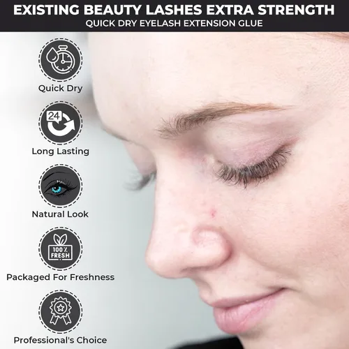 Miniatura 3 de Existing Beauty Lashes - Pegamento de extensión de pestañas profesional extra fuerte para extensiones de pestañas, se seca en 1-2 segundos
