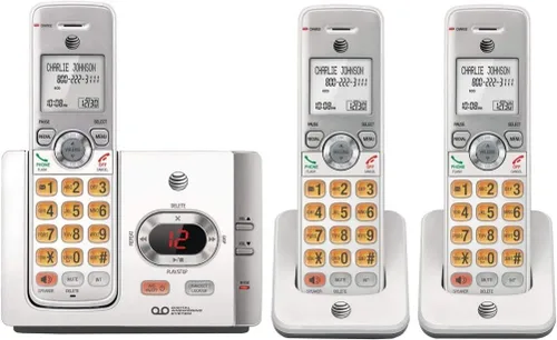 AT&T EL52315 DECT 6.0 Teléfono inalámbrico con 3 teléfonos y sistema de contestación digital, directorio telefónico/marcador, identificación de