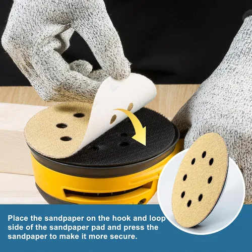 Miniatura 4 de S SATC Almohadillas de repuesto de 5 pulgadas con 8 agujeros de gancho y bucle para lijadoras orbitales DEWALT/Makita