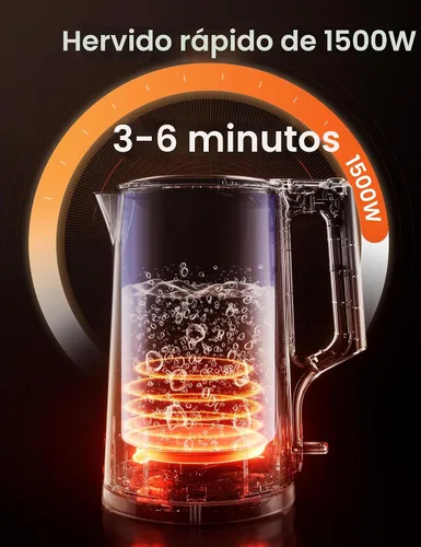 Miniatura 6 de COMFEE' Hervidor eléctrico de té de 1.7L de doble pared y caldera de agua eléctrica, 100% acero inoxidable interior y tapa y caño, tapa de dos Pared