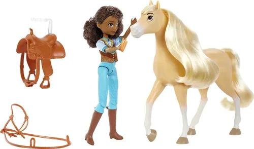 Miniatura 5 de Mattel Spirit Untamed - Juego de muñeca y caballo de juguete, muñeca pequeña Pru de 7 pulgadas con 7 articulaciones móviles, Chica Linda