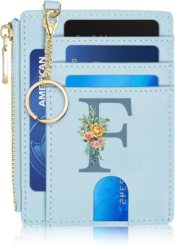 Miniatura 37 de Tarjetero para mujer minimalista y delgado con bolsillo frontal, bloqueo RFID, cartera compacta con ventana para identificación y bolsillo