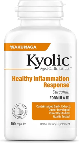 Kyolic Fórmula 111 de extracto de ajo envejecido, respuesta saludable a la inflamación*, curcumina, 100 cápsulas