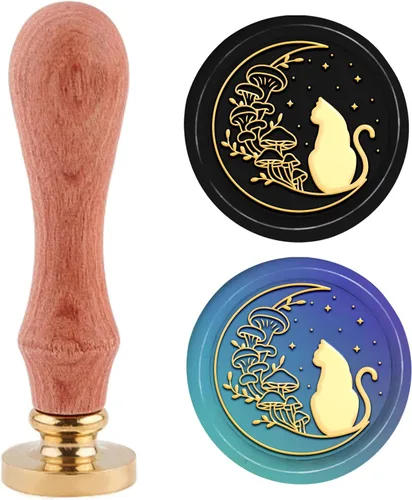 Miniatura 9 de PH PandaHall Kit de sellos de cera de mariposa de 1.181 in, sello de sellado de cera extraíble retro con mango de madera para sobres de boda