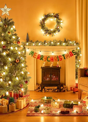 Miniatura 5 de Minetom Luces de Navidad vintage C9 LED al aire libre, 25 pies de luces de cadena C9 con 25 bombillas mate irrompibles, luces impermeables Blanco