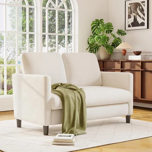 Miniatura 7 de Sofá de dos plazas Welzona, sofá de 51", sofá pequeño y cómodo Teddy para espacios pequeños, sofá de montaje sin herramientas para dormitorio, sofás