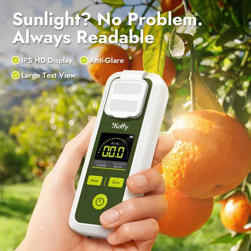 Miniatura 6 de Refractómetro digital Brix AI con ATC, sincronización de aplicaciones y análisis de IA, rango de 0-55%, precisión de ±0.1%, impermeable