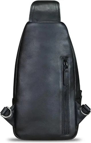 Miniatura 10 de Bolso bandolera de cuero genuino para mujeres y hombres, estilo vintage, de cuero real, a la moda, bandolera, Marrón