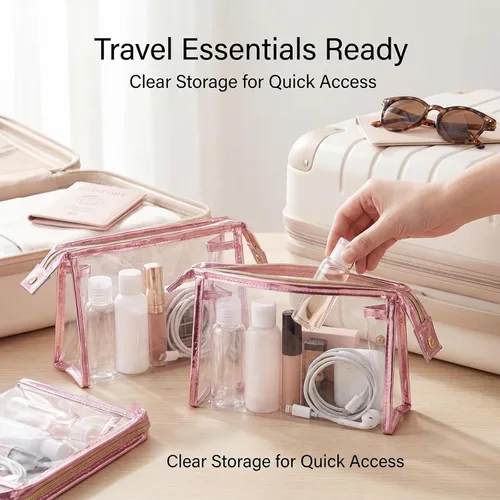 Miniatura 7 de BESARME 10 Pcs Clear Makeup Bags Bulk with Zipper, Clear PVC Travel Toiletry Bag Iridescent Waterproof Cosmetic Bag for Women Party Favors
