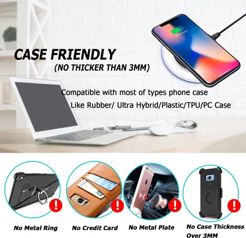 Miniatura 5 de Cargador inalámbrico, almohadilla de carga inalámbrica rápida de 10 W - Qi compatible con Samsung Galaxy S9/S9+/Note 8/S8/S8 Plus, iPhone Xs