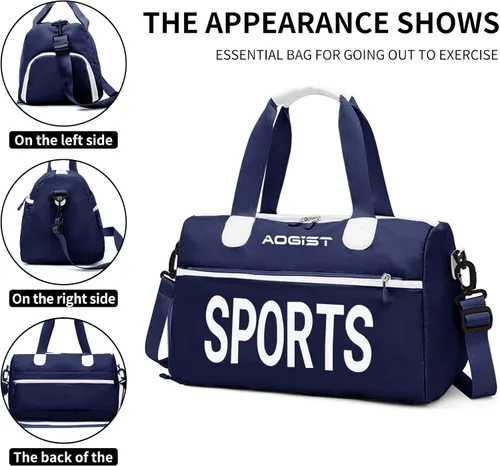 Miniatura 3 de Bolsa de viaje con bolsillo de separación en seco y húmedo, impermeable, plegable y expandible para natación, deportes, gimnasio, bolsa, S-azul