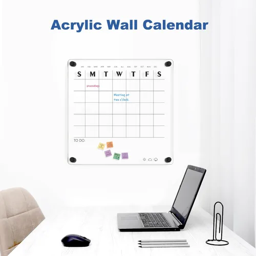 Miniatura 6 de Pizarra Blanca Acrílica para Pared, Pizarra Blanca Semanal Transparente de 12" x 12", Pizarra Blanca de Planificación Semanal Pequeña para Pared