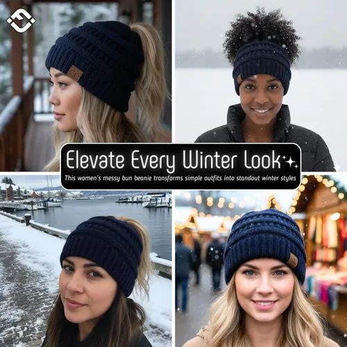 Miniatura 92 de Funky Junque - Gorro para mujer con ranura para cola de caballo