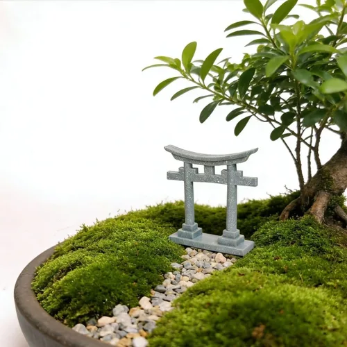Miniatura 3 de livelyfish Decoración de pecera de puerta sintoísta japonesa Torii, estatua asiática de acuario, estatua asiática, santuario de Japón, puente