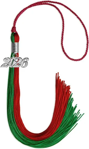 Miniatura 30 de Endea Graduation Borla de doble color con gota de fecha plateada (negro/oro antiguo, 2025)