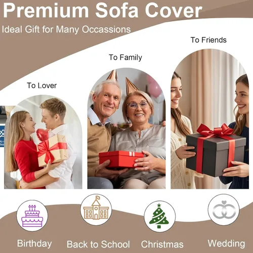 Miniatura 203 de VClife Fundas de sofá bohemio de felpilla para sofá seccional, fundas de sofá suaves y antideslizantes para sofá de 2 cojines, protector de muebles