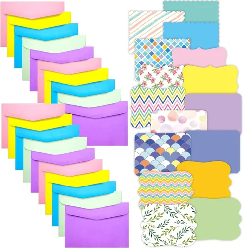 Miniatura 4 de Fancy Land 40 tarjetas en blanco de un solo panel con sobres, patrón brillante, acuarela, colorido, tarjetas de felicitación, oficina, escuela