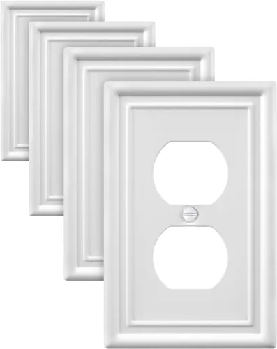Miniatura 25 de Paquete de 2 placas decorativas de pared, placa de cubierta de toma de corriente eléctrica de níquel satinado para receptáculo, interruptor