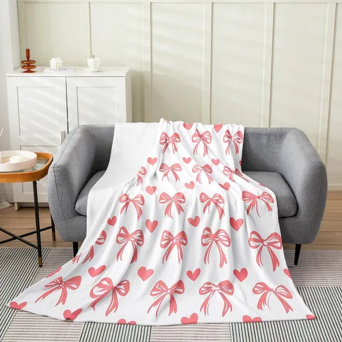 Miniatura 23 de Erosebridal Manta de franela con nudo de lazo para niñas, 40 x 50 pulgadas, diseño de rayas de diamante, para sofá cama y cama de vellón para niños