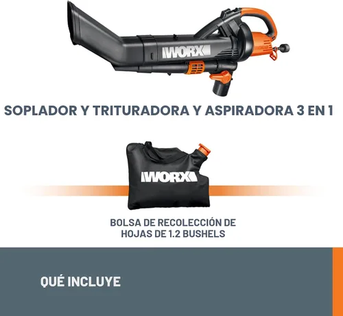 Miniatura 8 de WORX WG509 Trivac de 12 amperios, soplador de hojas eléctrico 3 en 1, aspirador de hojas y trituradora de hojas para el cuidado del césped
