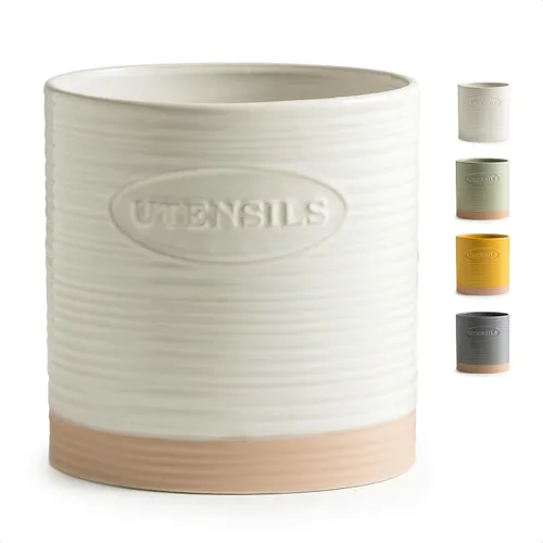 Miniatura 11 de YHOSSEUN Juego de 2 soportes para utensilios de cocina, de cerámica para encimera de cocina, 6.7 pulgadas + 5.1 pulgadas, soporte para espátula