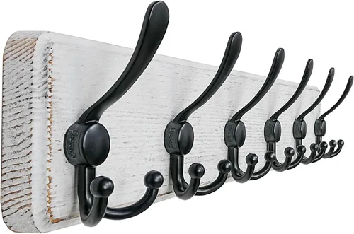 Miniatura 29 de Dseap Perchero de Pared Montado - 5 Ganchos Triangulares, Resistente, Perchero de Pared de Madera para Abriggos, Sombreros, Chaquetas, Ropa, Negro