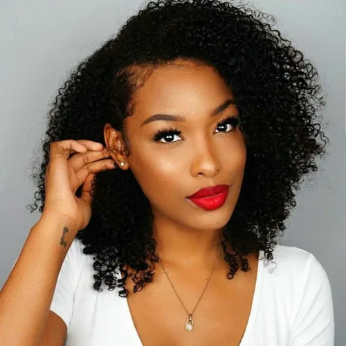 Miniatura 3 de Peluca de Cabello Humano Rizado Afro Kinky Mongol Boho 3 Paquetes (8/8/8 Pulgadas) Sin Procesar Trama Cabello Voluminoso para Mujeres Negras