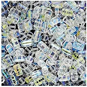 Miniatura 15 de Cilindro de cuentas de vidrio prensado Matubo Rulla de 0.35 oz con dos agujeros, 0.118 x 0.197 in, color plateado Tweedy Tweedy Silver