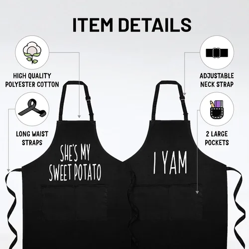 Miniatura 5 de Funny Couple Aprons Gift Ideas For Her Him Wedding, Engagement, Bridal, Birthday Kitchen Cooking Set