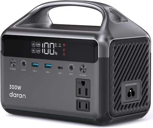 Miniatura 9 de DaranEner Estación de energía portátil LiFePO4 de 192 Wh, generador solar con bolsa de almacenamiento, 2 CA 300 W (sobretensión de 600 W), USB-C 60