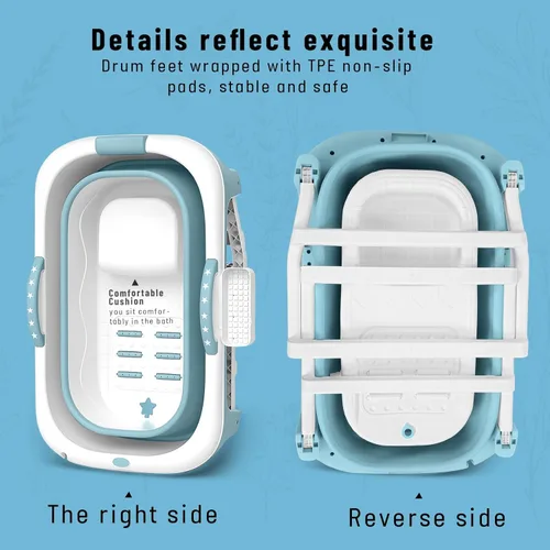 Miniatura 6 de Bañera portátil plegable para adultos, bañera pequeña de 39 pulgadas con asiento ergonómico y rodillo de masaje, bañera de hielo para ducha, baño