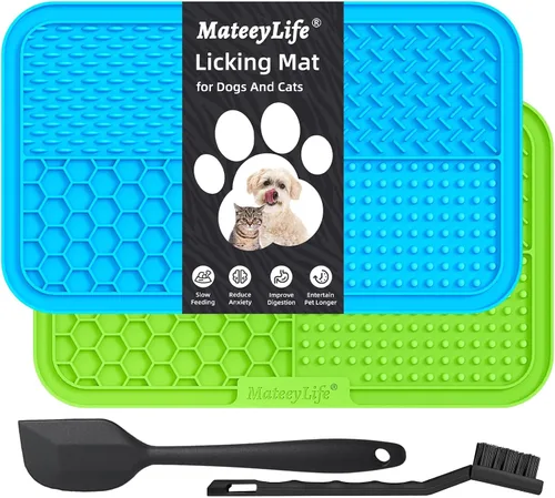 Miniatura 10 de MateeyLife 2 piezas Alfombrilla grande para lamer para perros con ventosas, cuencos de alimentación lenta, alfombrilla para lamer gatos para aliviar