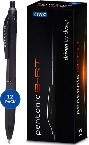 Miniatura 7 de linc Pentonic BR-T - Bolígrafo retráctil, 12 unidades, tinta negra, punta fina de 0.028 in, escritura suave para diario, oficina y escuela (PEN12120)