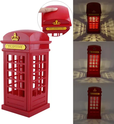 Miniatura 3 de ASHATA Cabina de teléfono retro LED lámpara de noche táctil regulable mesa escritorio luz para dormitorio estudiantes dormitorio dormitorio