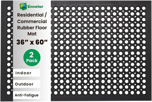 Miniatura 8 de Envelor Paquete de 4 tapetes de goma antifatiga antideslizantes de drenado, para entrada, puerta, restaurantes, cochera, el hogar, 24 x 36 pulgadas