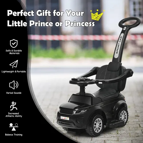 Miniatura 9 de HONEY JOY Cochecito Empujador con Pedal, Coche Deslizante con Manija de Empuje y Barrera Desmontable, Sonido y Luces, Almacenamiento Bajo