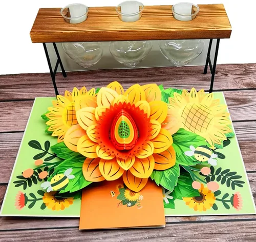 Miniatura 6 de Paquete de 5 tarjetas emergentes de flores, tarjetas de felicitación 3D, surtido para mujeres u hombres en todas las ocasiones, aniversario, día