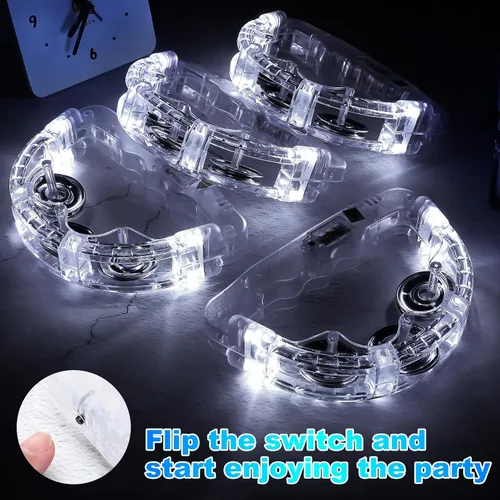 Miniatura 5 de Yunsailing Paquete de 24 panderetas con luz LED, juguetes de percusión de mano que brillan en la oscuridad, suministros de fiesta para adolescentes