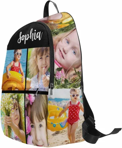 Miniatura 2 de M YESCUSTOM Mochila informal personalizada con fotos, bolsas escolares personalizadas con nombre de niño para niños, niñas, adolescentes, bolsa
