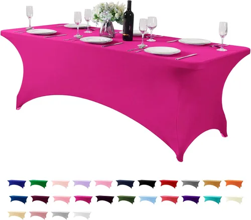 Miniatura 173 de Mantel de elastano para mesas de 4, 6 u 8 pies, mantel elástico universal ajustable para fiestas, banquetes, bodas y eventos - Verde manzana