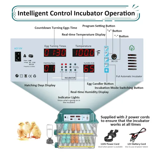 Miniatura 9 de Incubadoras para incubar huevos 120, incubadora de huevos de gallina con giro automático de huevos y pantalla de humedad, control de temperatura