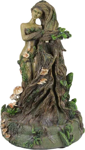 Miniatura 2 de Ebros Gift Whispering Forest Celta Greenman Árbol Mujer Gaia Ent Retorno Incienso Cono Quemador Aroma Aroma Estatuilla Diosa Cuernos Árbol