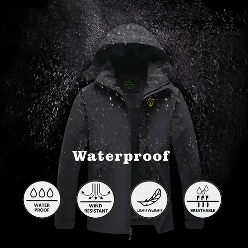 Miniatura 23 de GIISAM Chaqueta de lluvia para hombre, impermeable, ligera, para exteriores, rompevientos con capucha