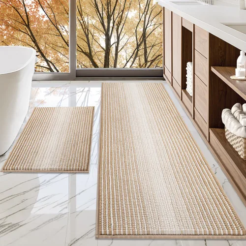 Miniatura 132 de Juegos de Alfombras y Tapetes para Baño, Juego de Alfombra de Baño de Felpilla Gruesa Absorbente de 2 Piezas Antideslizante, Tapetes Suaves